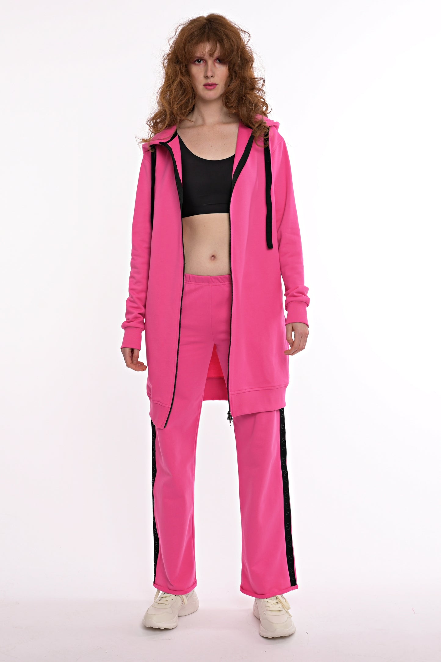 Hoodie Coat Midi Pink