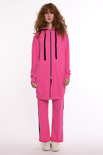 Hoodie Coat Midi Pink
