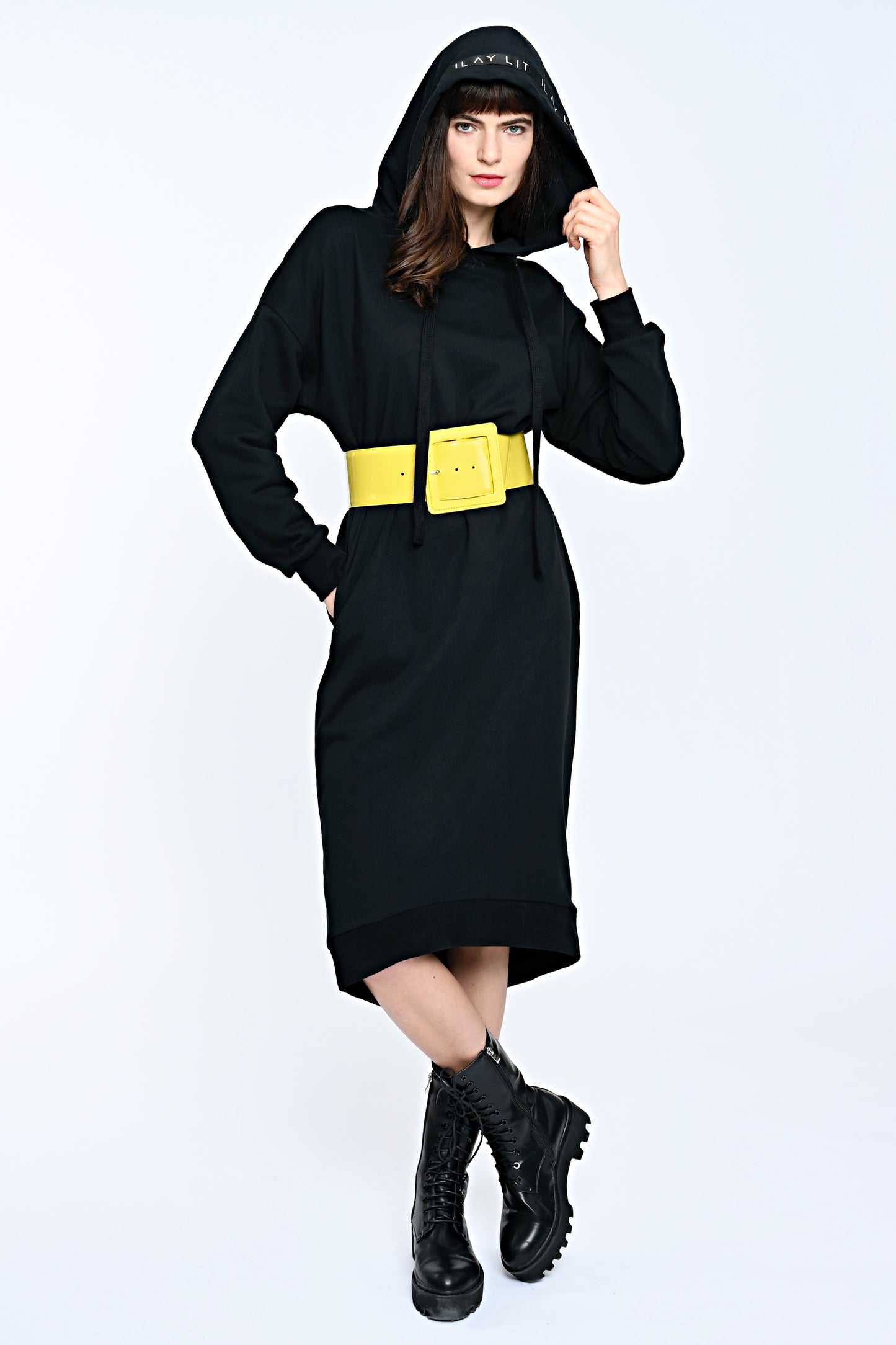 Mona Sweat Dress Black-Long