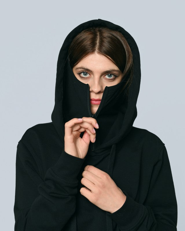 Ike Double Cap Hoodie UNISEX bis XXL BLACK