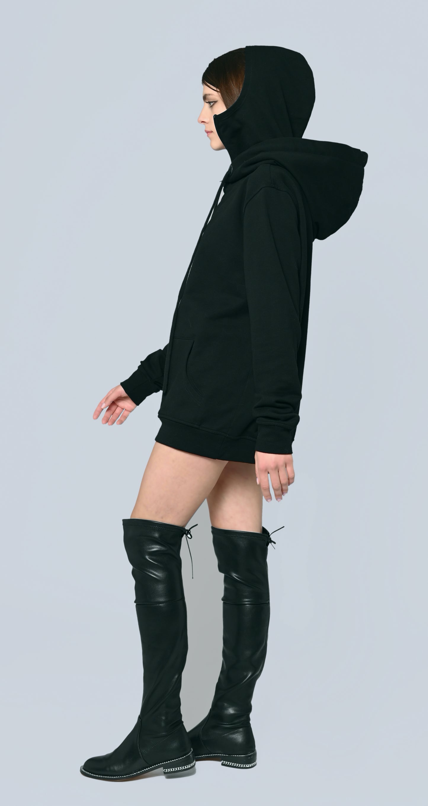 Ike Double Cap Hoodie UNISEX bis XXL BLACK