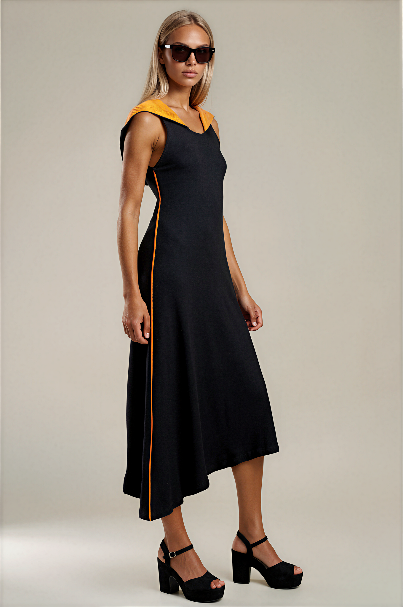 Mia Maxikleid mit Netzkapuze