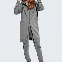 Hoodie Coat Midi Melange