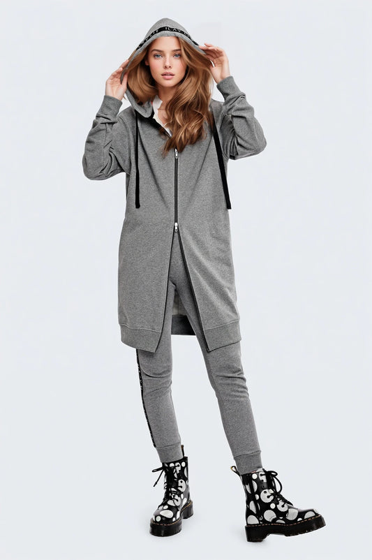 Hoodie Coat Midi Melange