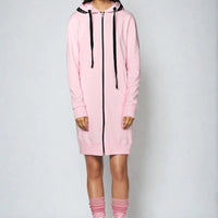 Hoodie Coat Midi Rosa