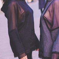 See Through Seidenhoodie Gray