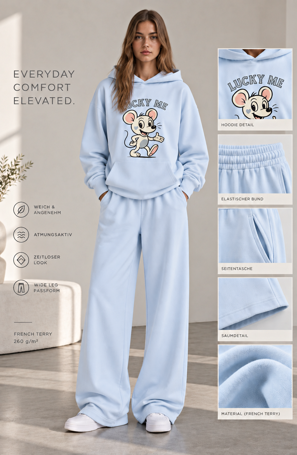 Holy Wide Leg Jogginghose- Ice Blue