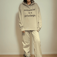 ANTISOCIAL IS A PRIVILEGE- Hoodie, Taupe Ilaylit
