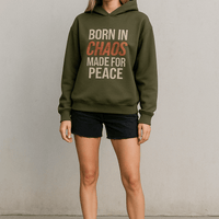 BORN IN CHAOS Hoodie- Olive Ilaylit