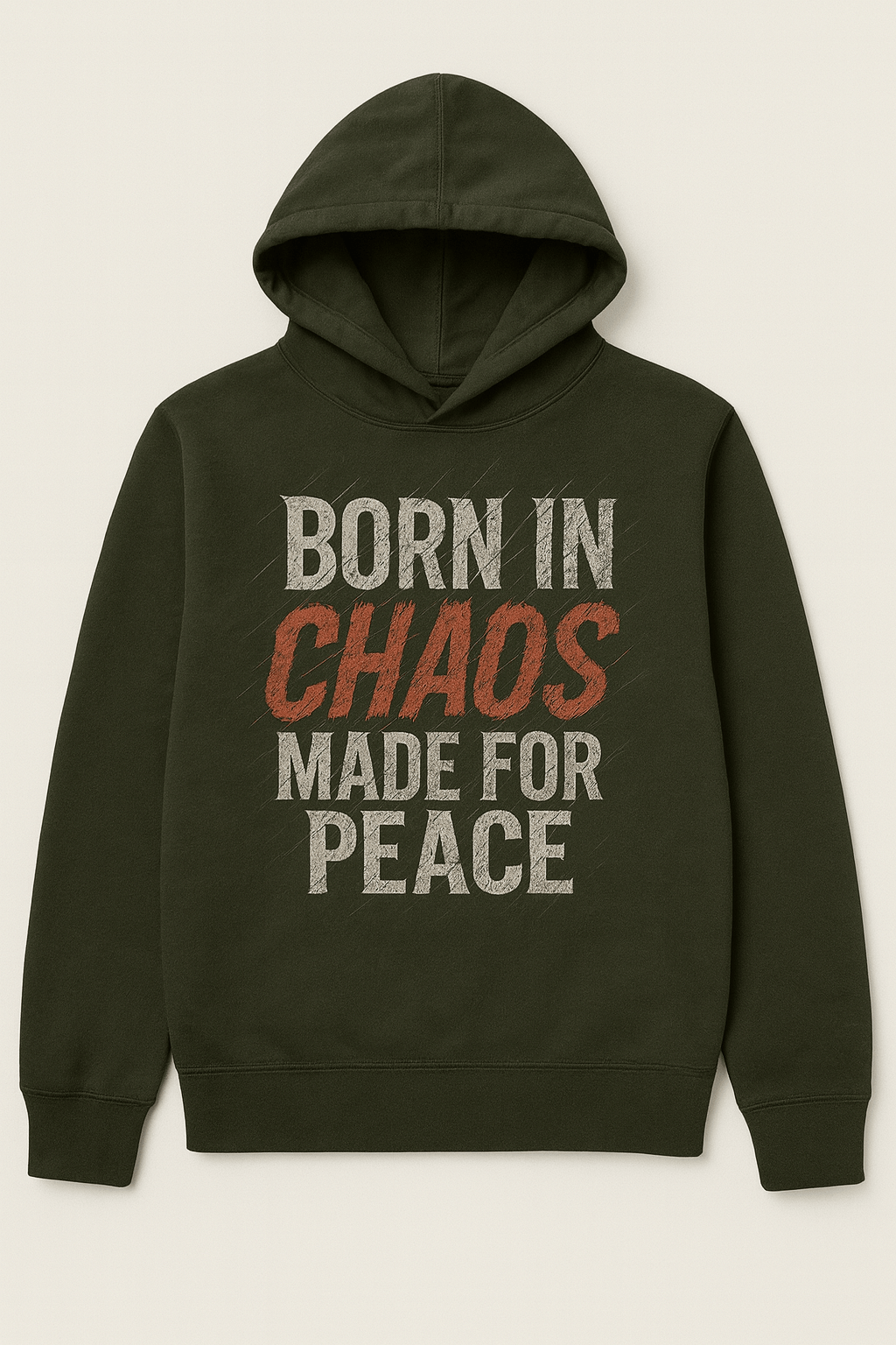 BORN IN CHAOS Hoodie- Olive Ilaylit