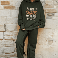 BORN IN CHAOS Hoodie- Olive Ilaylit