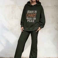 BORN IN CHAOS Hoodie- Olive Ilaylit