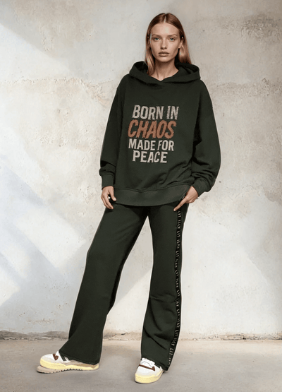 BORN IN CHAOS Hoodie- Olive Ilaylit