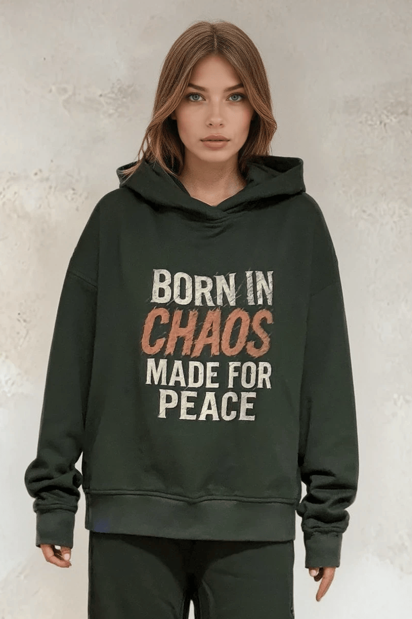 BORN IN CHAOS Hoodie- Olive Ilaylit