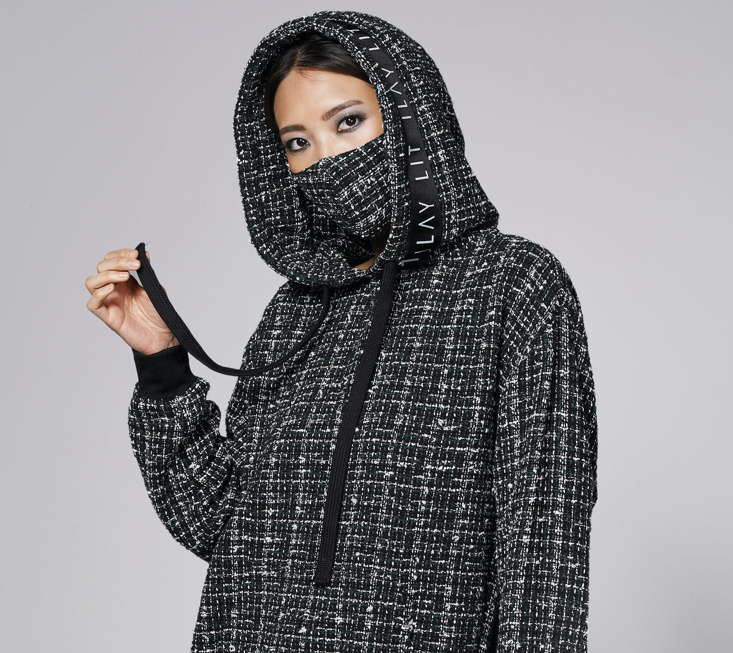 Cloe Bouclé Hoodie Olive Ilaylit