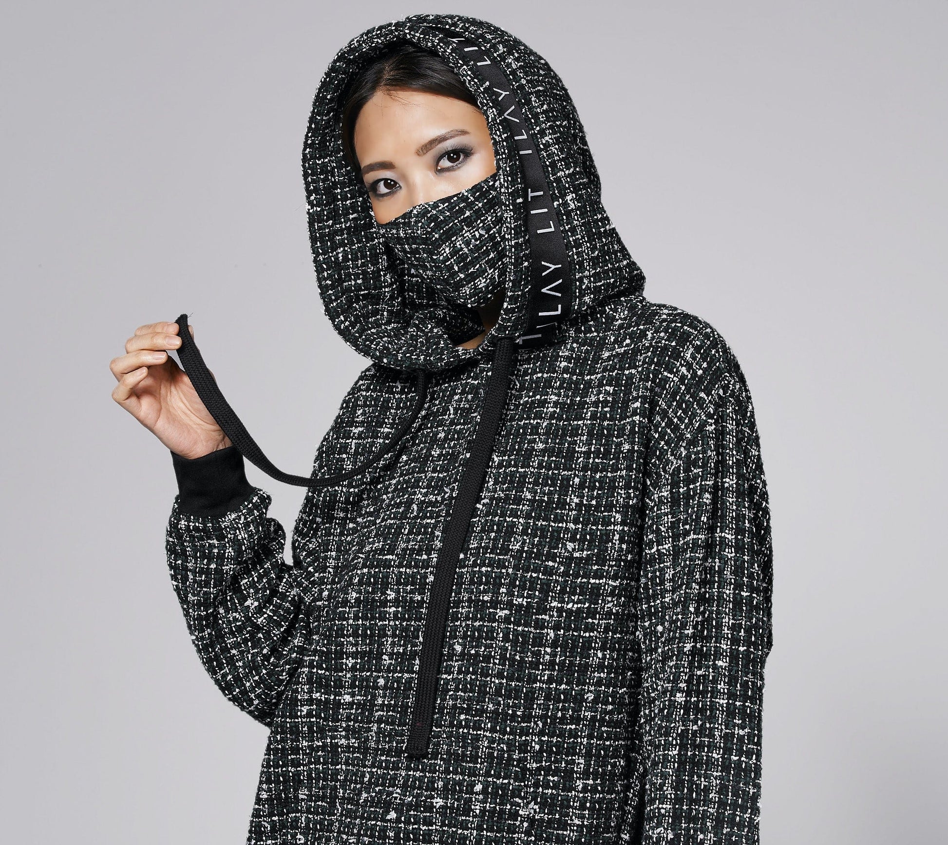 Cloe Bouclé Hoodie Olive Ilaylit