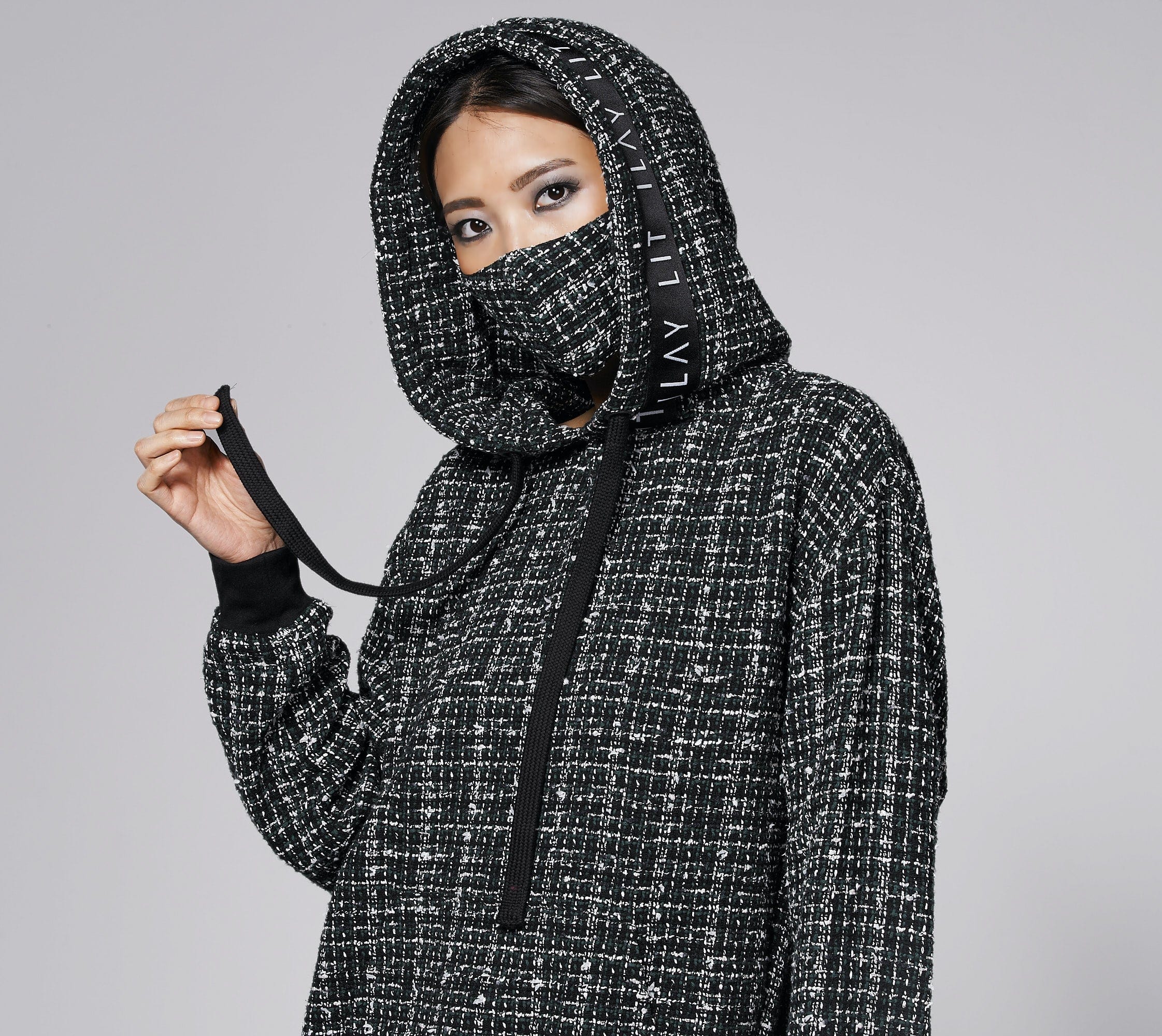 Cloe Bouclé Hoodie Olive Ilaylit