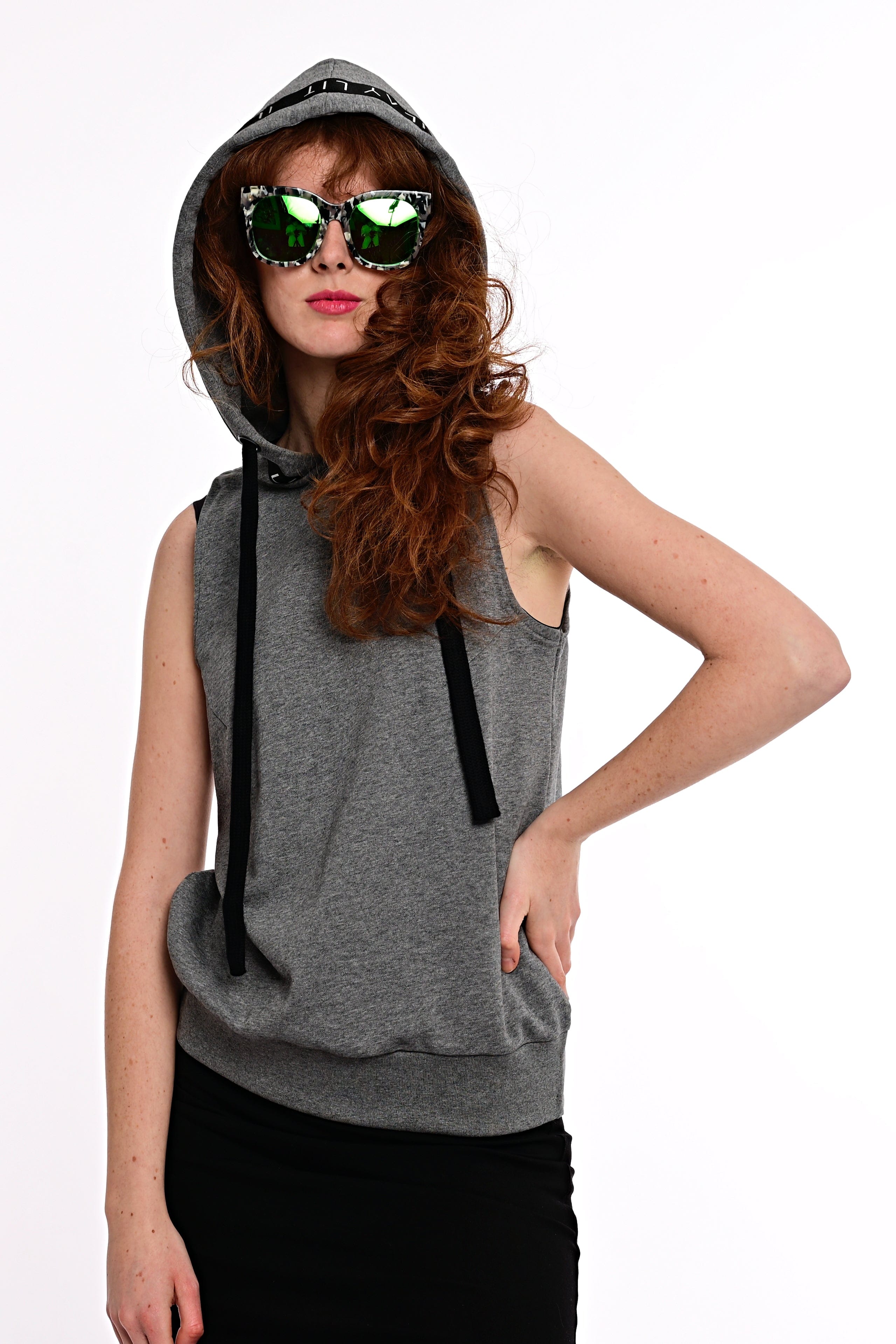 Holy Sleeveless Hoodie Melange Ilaylit