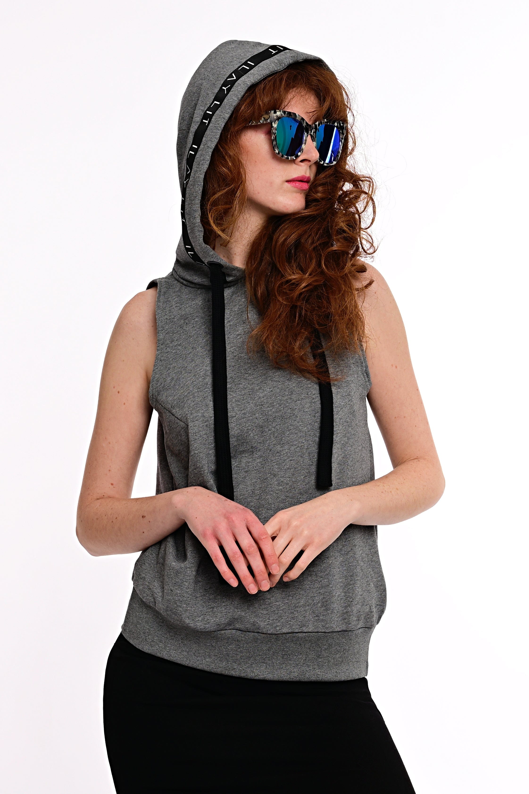 Holy Sleeveless Hoodie Melange Ilaylit