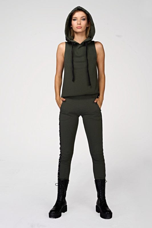 Holy Sleeveless Hoodie Olive Ilaylit