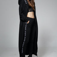 Hoodie Coat Long Black Ilaylit