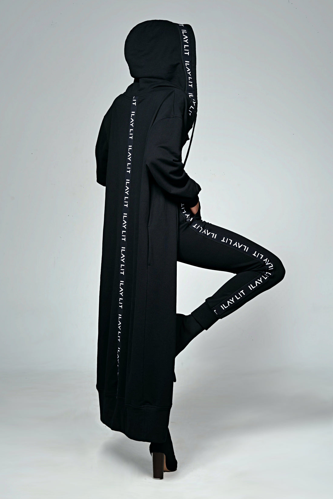 Hoodie Coat Long Black XS Ilaylit