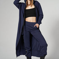Hoodie Coat Long Blue Ilaylit