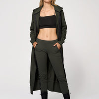Hoodie Coat Long Olive Ilaylit