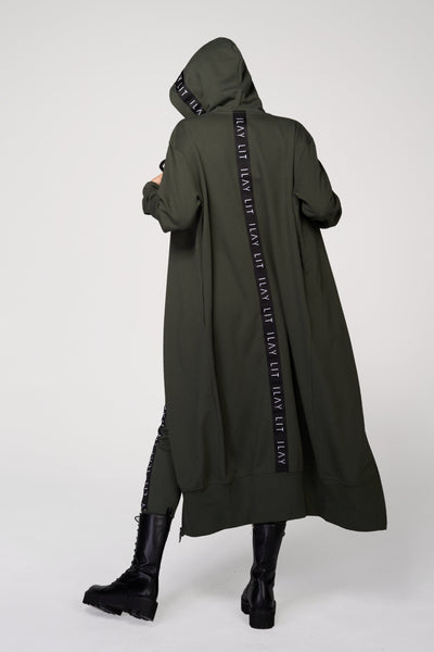 Hoodie Coat Long Olive XS Ilaylit