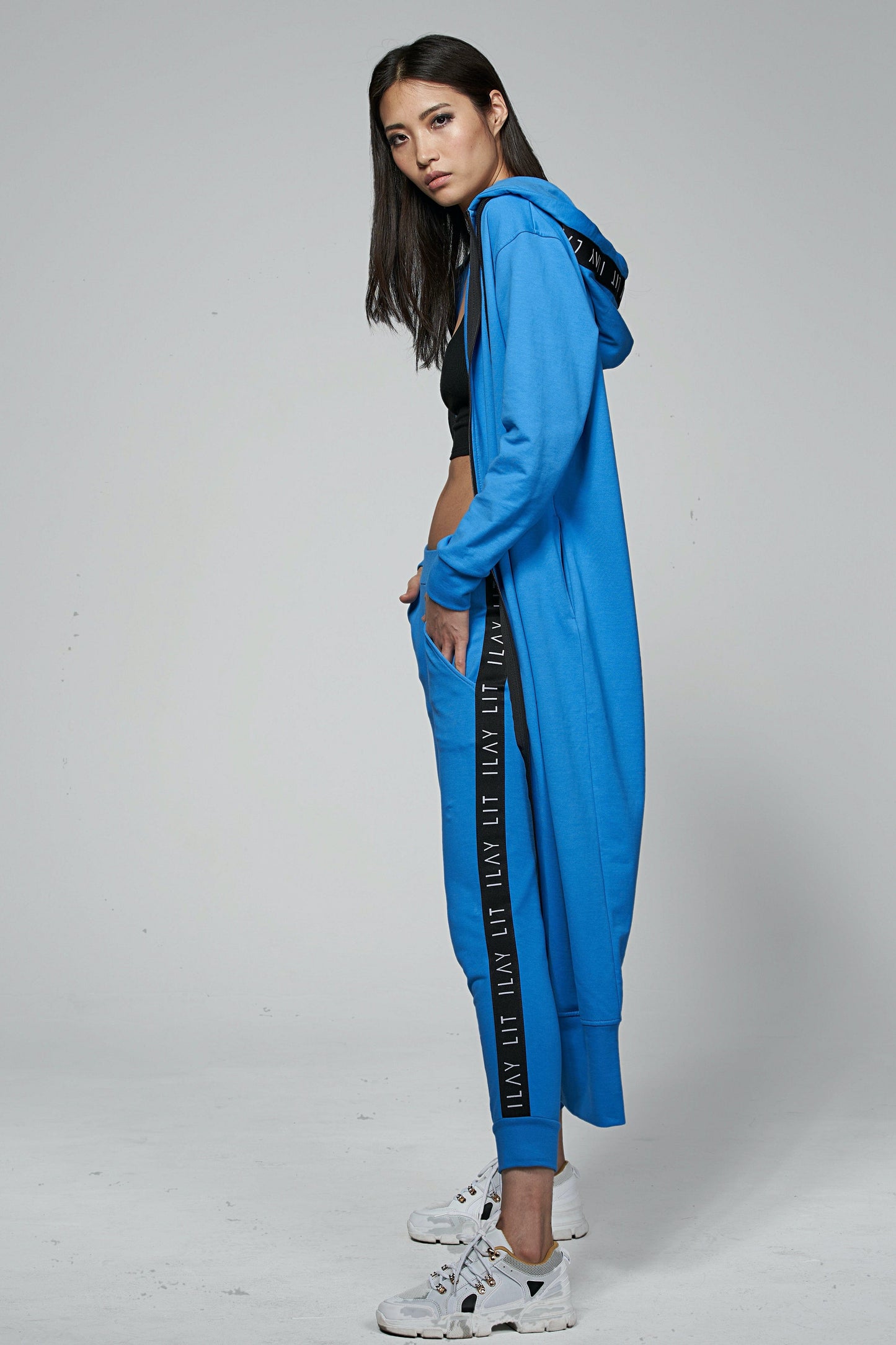 Hoodie Coat Long Royal M Ilaylit