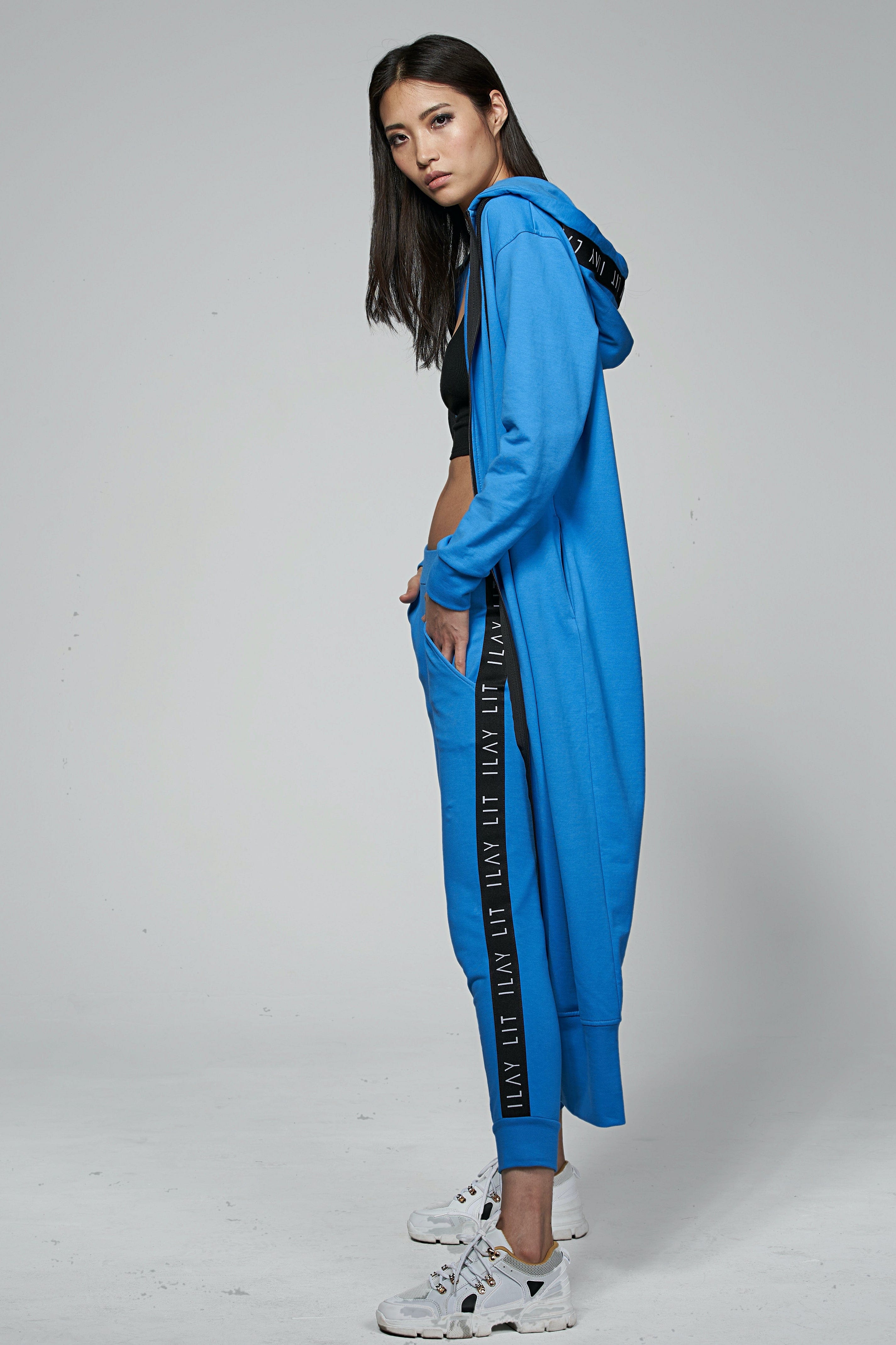 Hoodie Coat Long Royal M Ilaylit