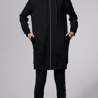Hoodie Coat Midi Black Ilaylit