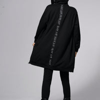 Hoodie Coat Midi Black Ilaylit