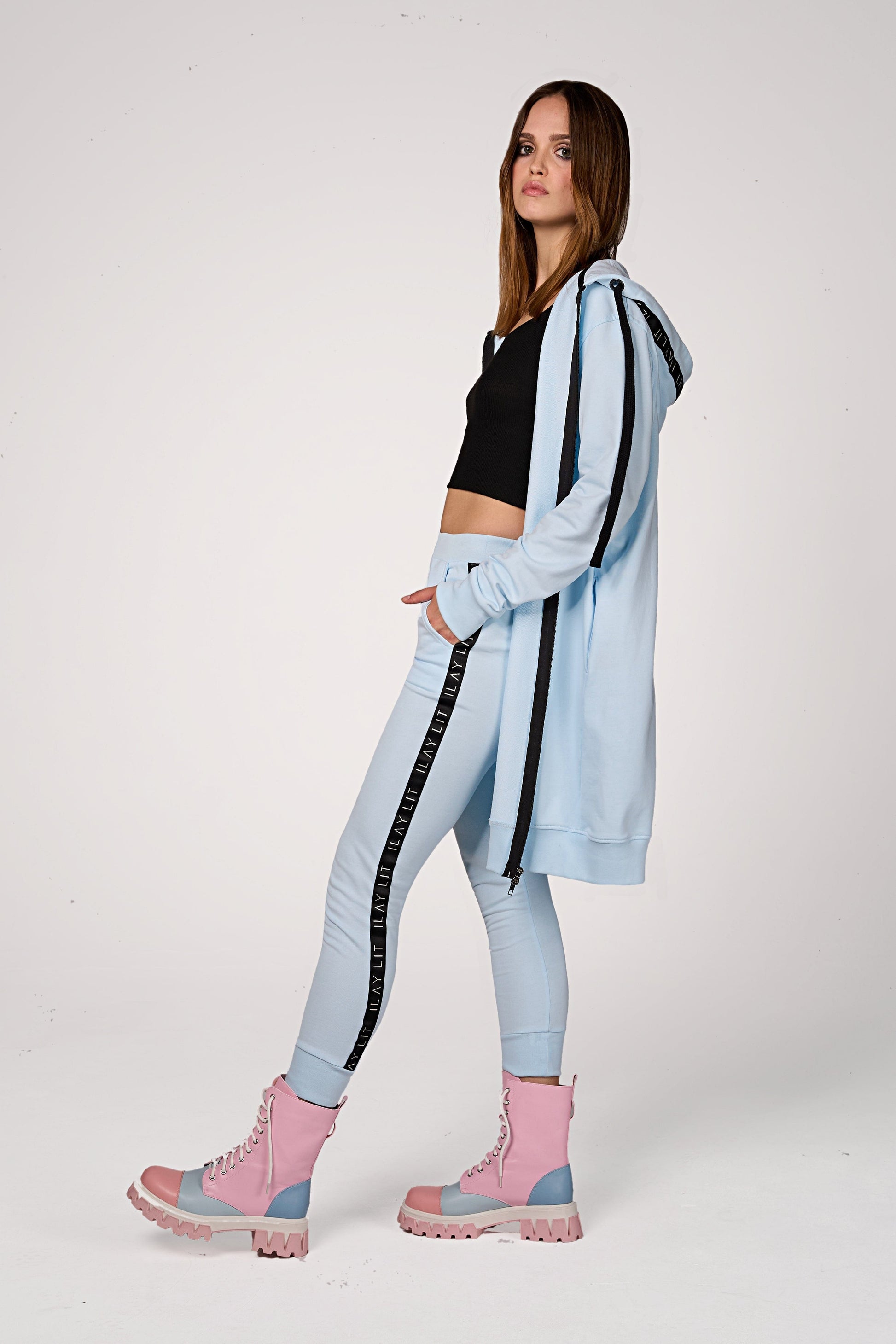 Hoodie Coat Midi Ice Blue Ilaylit