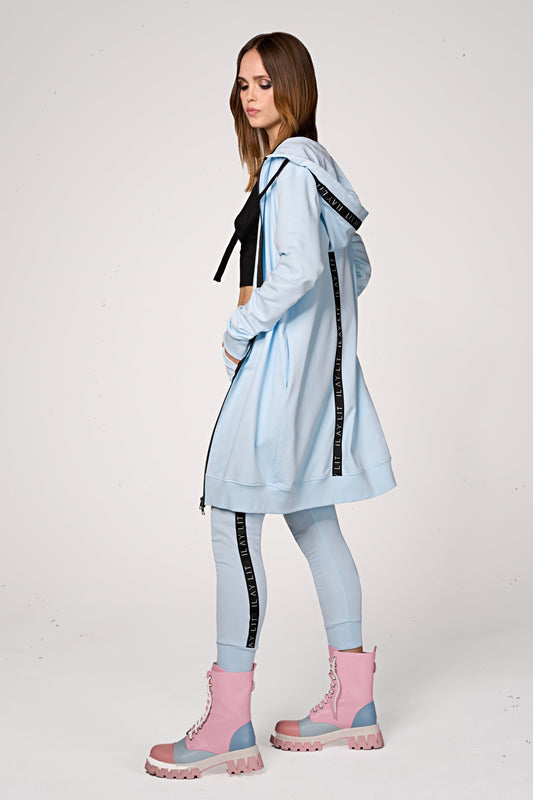 Hoodie Coat Midi Ice Blue XS Ilaylit