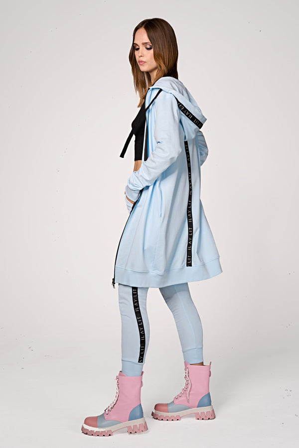 Hoodie Coat Midi Ice Blue XS Ilaylit