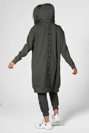 Hoodie Coat Midi Olive XS Ilaylit