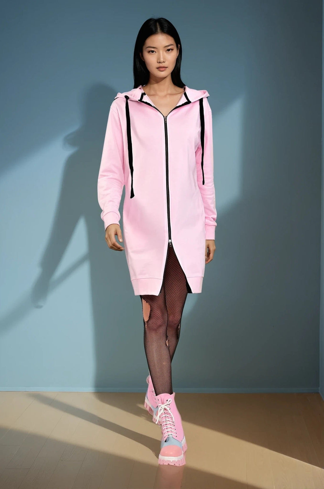 Hoodie Coat Midi Rosa Ilaylit