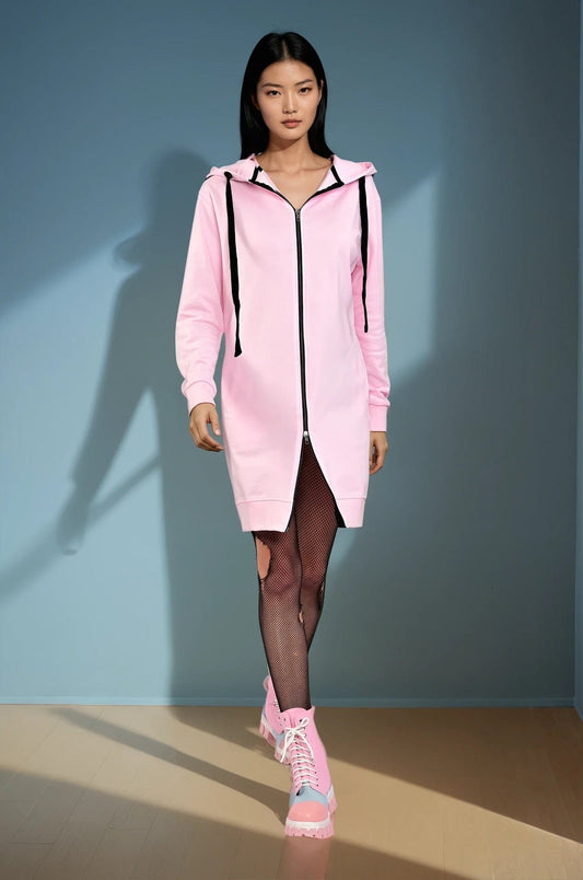 Hoodie Coat Midi Rosa Ilaylit