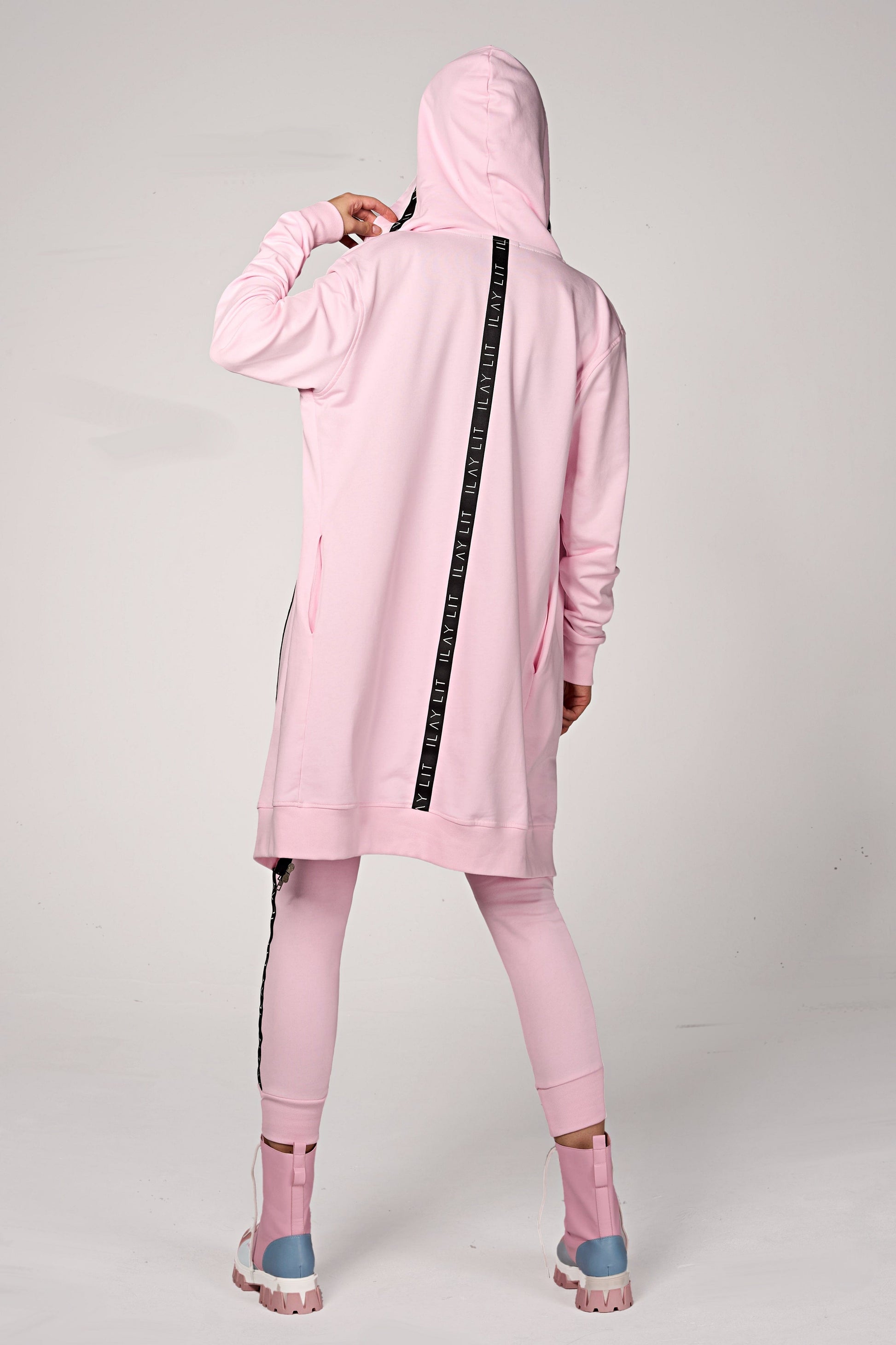 Hoodie Coat Midi Rosa Ilaylit