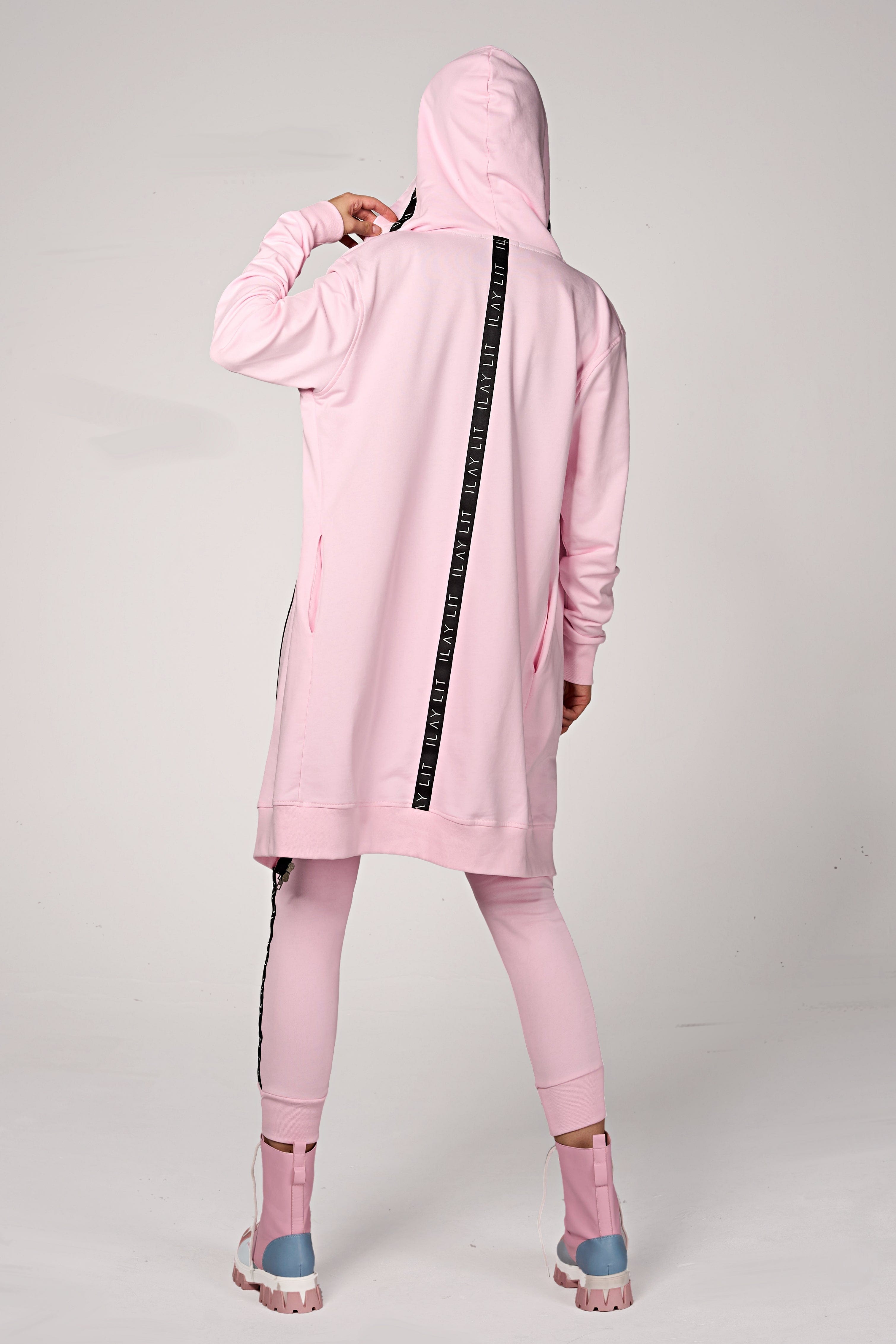 Hoodie Coat Midi Rosa Ilaylit