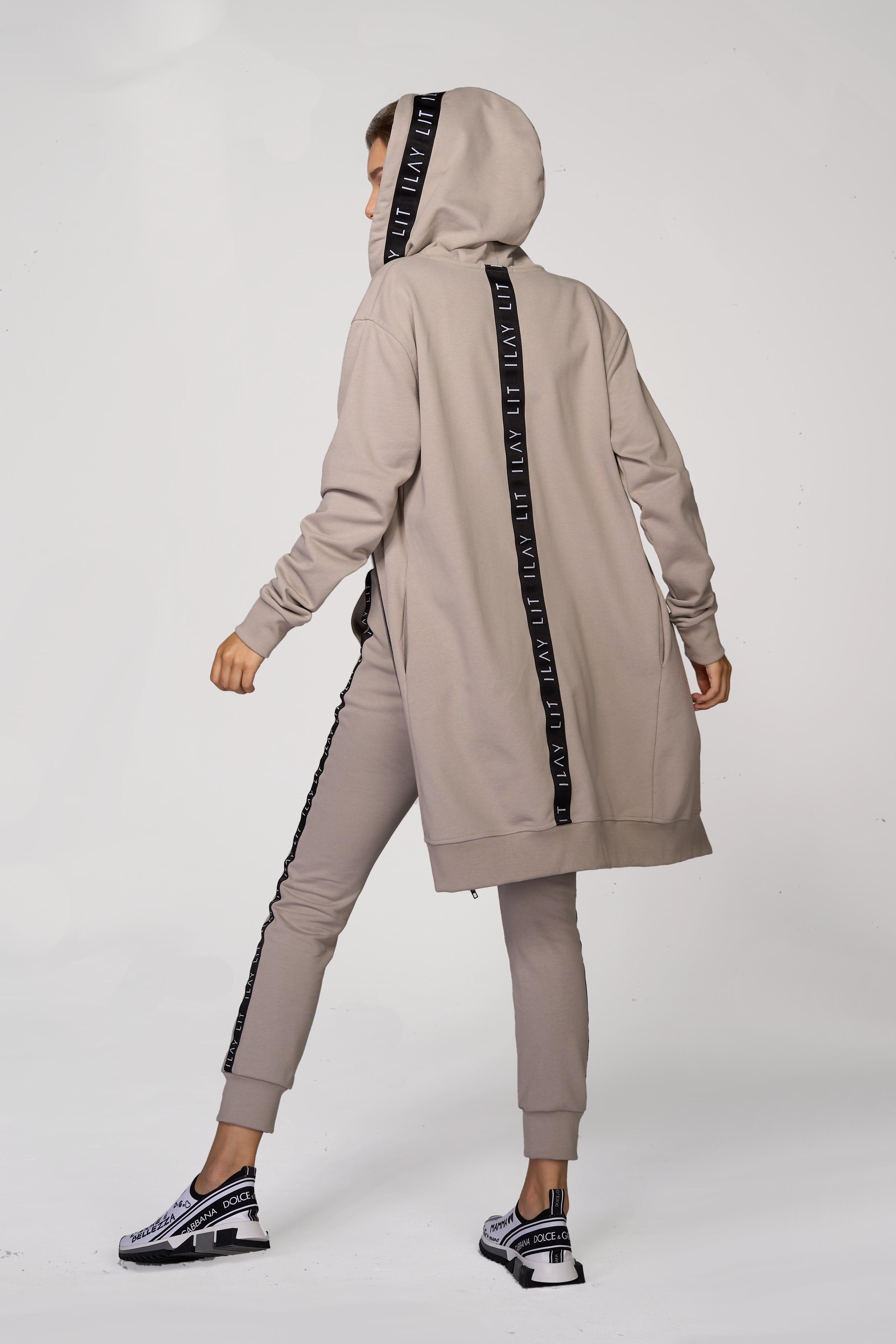 Hoodie Coat Midi Taupe Ilaylit