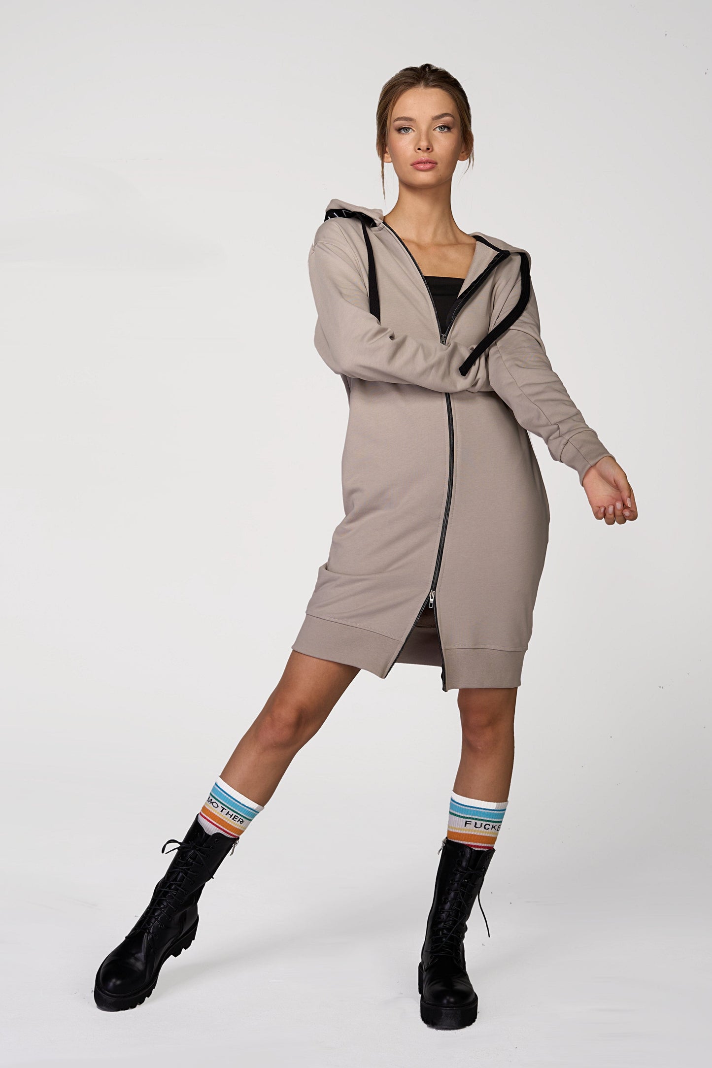 Hoodie Coat Midi Taupe Ilaylit