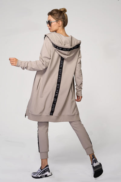 Hoodie Coat Midi Taupe XS Ilaylit