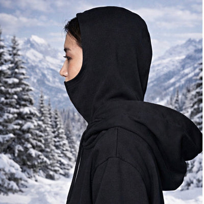 Mask Hoodie mit Face Cover & Kapuze - Unisex techwear Hoodie Black Ilaylit