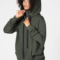 Mask Hoodie mit Face Cover & Kapuze - Unisex techwear Hoodie Olive Ilaylit