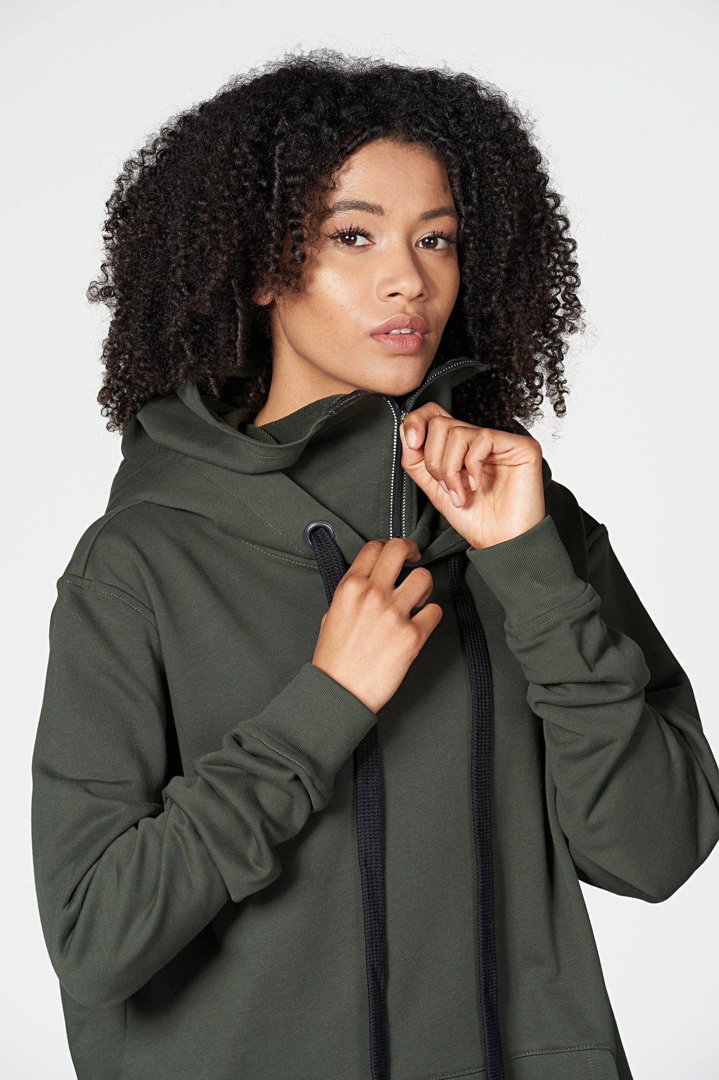 Mask Hoodie mit Face Cover & Kapuze - Unisex techwear Hoodie Olive Ilaylit