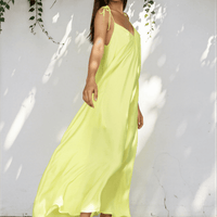 Maxi Trägerkleid, Neongelb, ADELE One Size Ilaylit