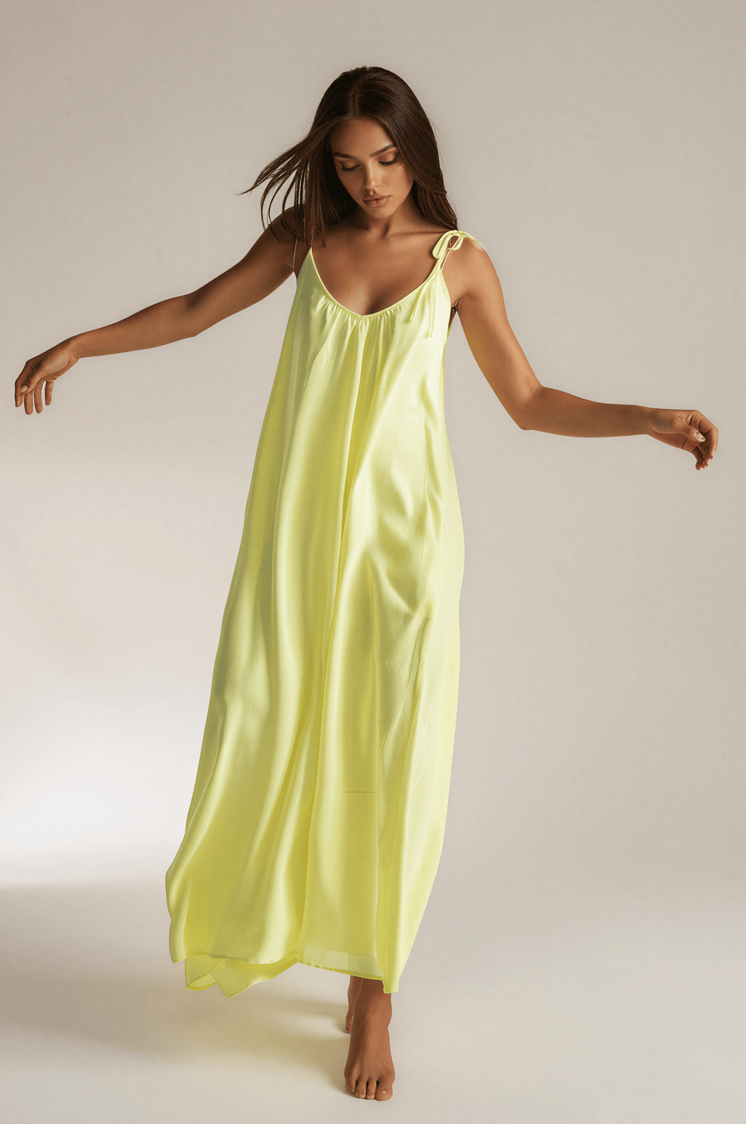 Maxi Trägerkleid, Neongelb, ADELE One Size Ilaylit
