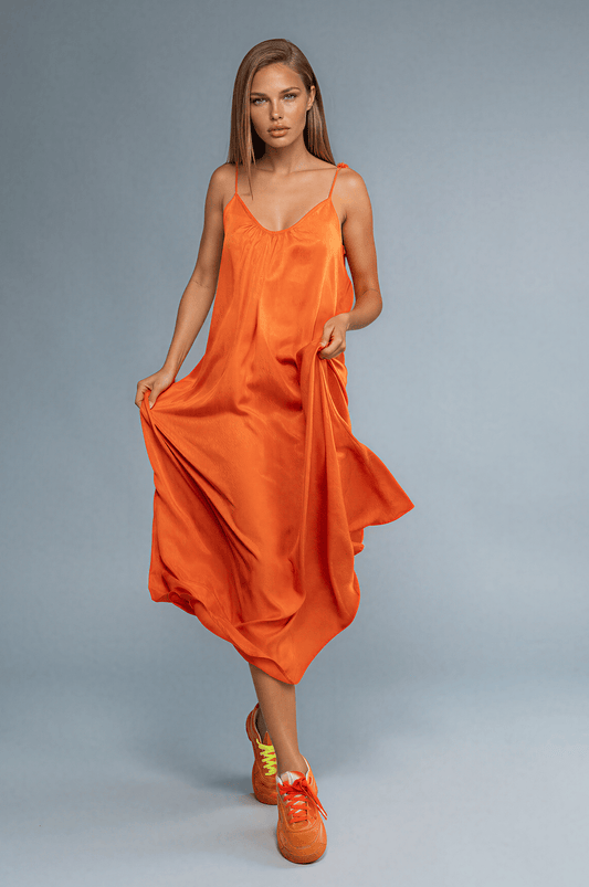 Maxi Trägerkleid, Orange, ADELE One Size Ilaylit
